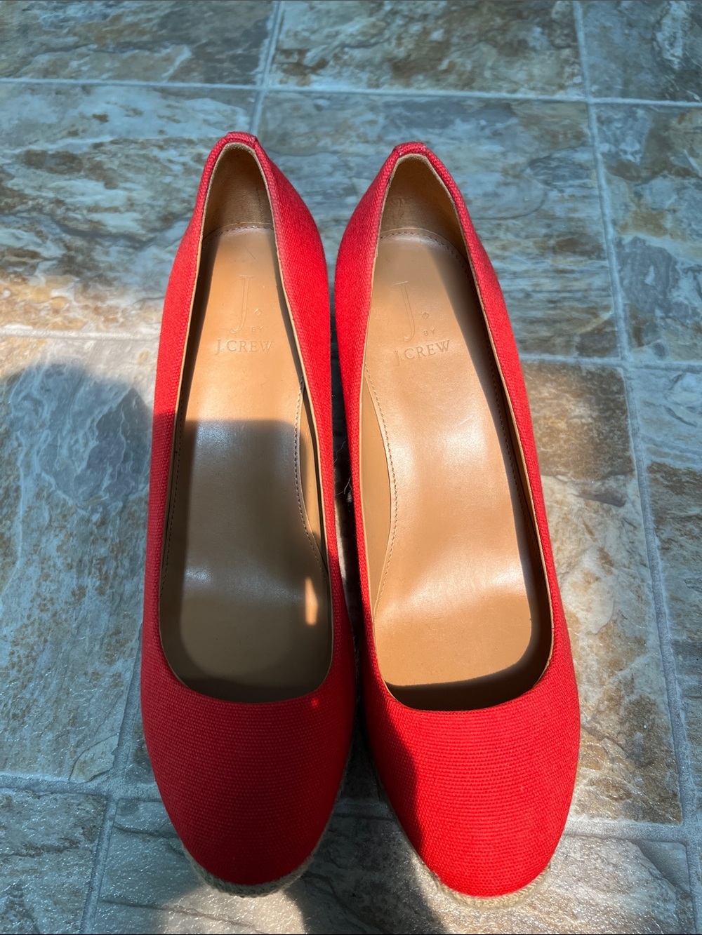 J. Crew Red Canvas Round-Toe Pumps